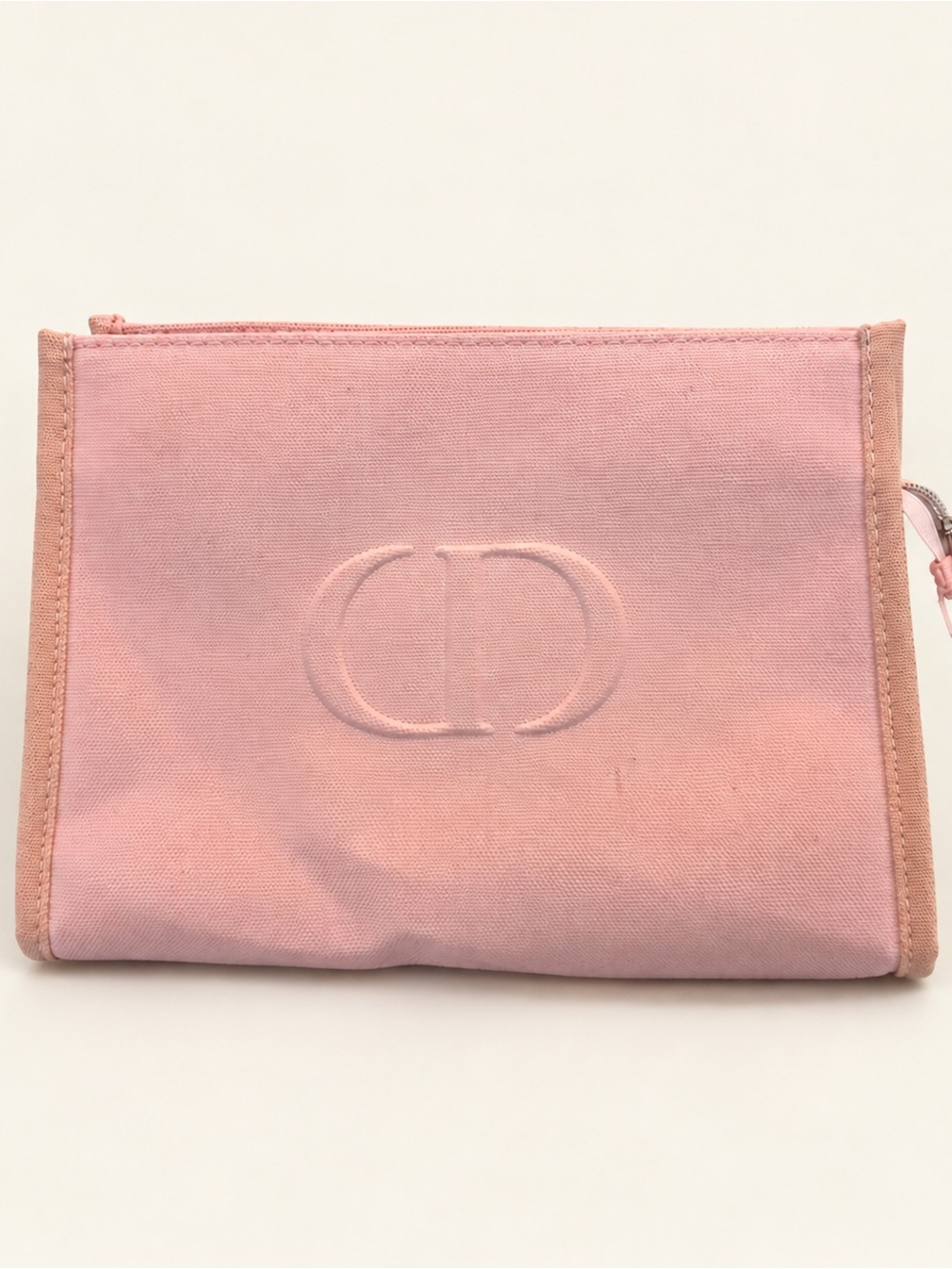 Dior Pink Canvas Cosmetic Pouch -Embossed Logo